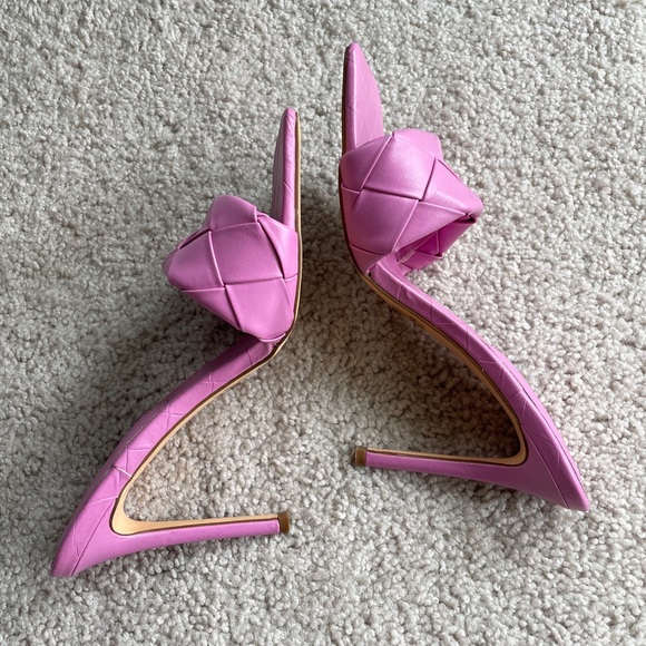 Olivia Ferguson Quilted Woven Lilac Purple High Heels, Size 7.5 Open Square Toe - Picture 8 of 15